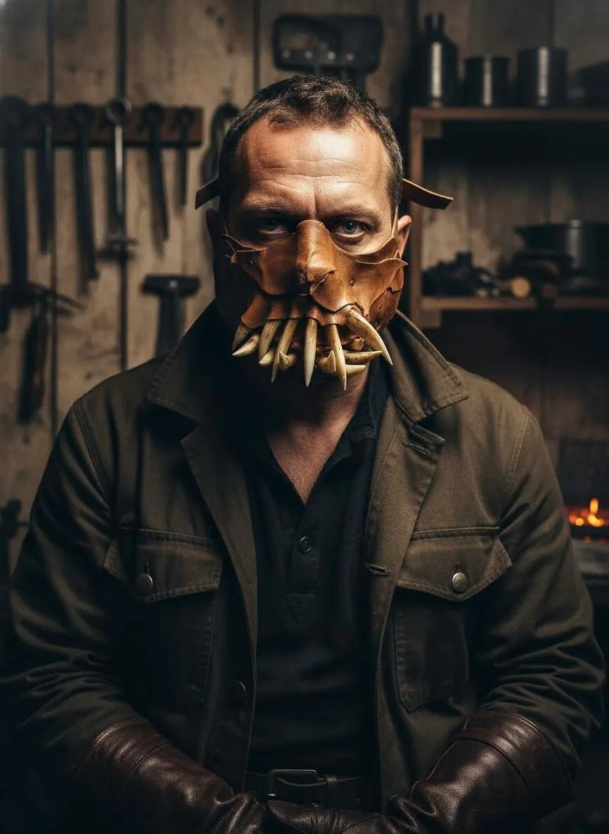 Leather Monster Fang Mask, Post Apocalyptic Jaw Piece