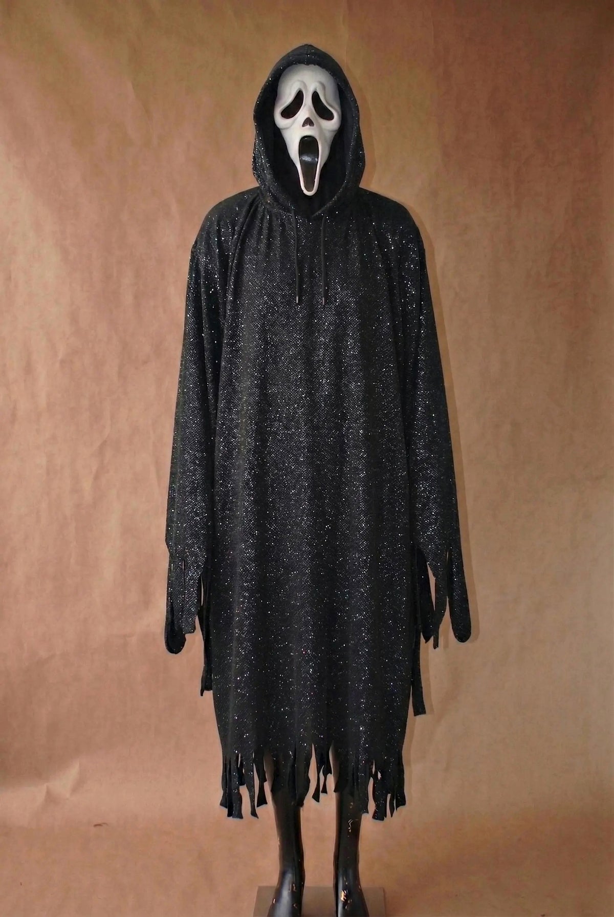 Black Shimmer Ghostface Robe, Slasher Costume Cloak