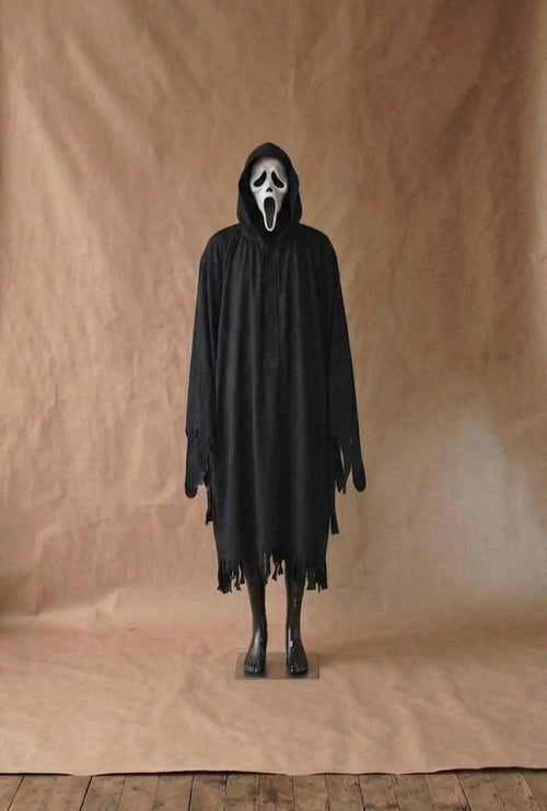 Black Shimmer Ghostface Robe, Slasher Costume Cloak