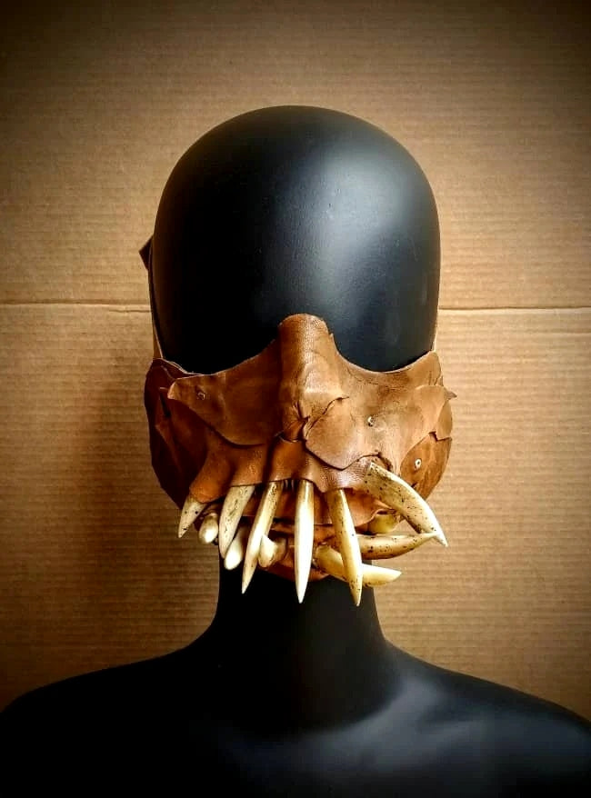 Leather Monster Fang Mask, Post Apocalyptic Jaw Piece
