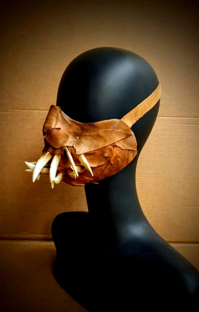 Leather Monster Fang Mask, Post Apocalyptic Jaw Piece