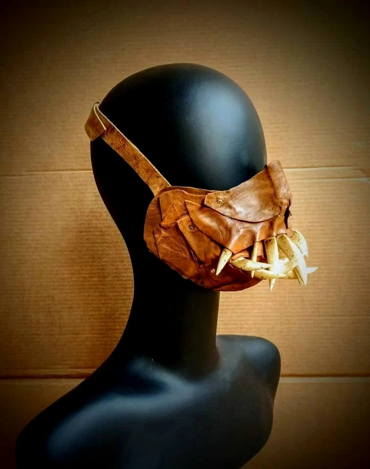 Leather Monster Fang Mask, Post Apocalyptic Jaw Piece