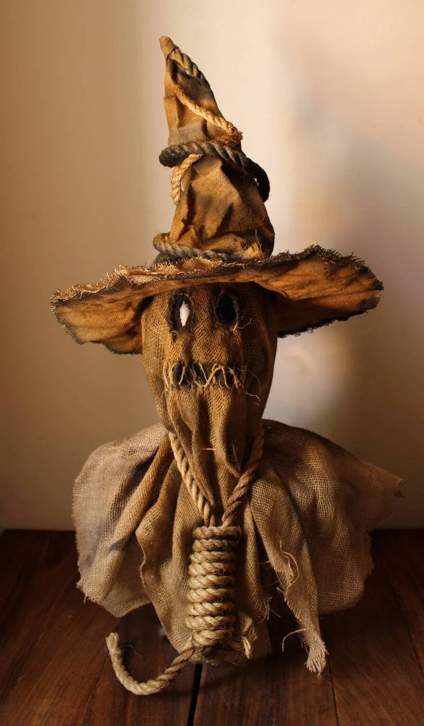 Handmade Jute Scarecrow Mask and Hat