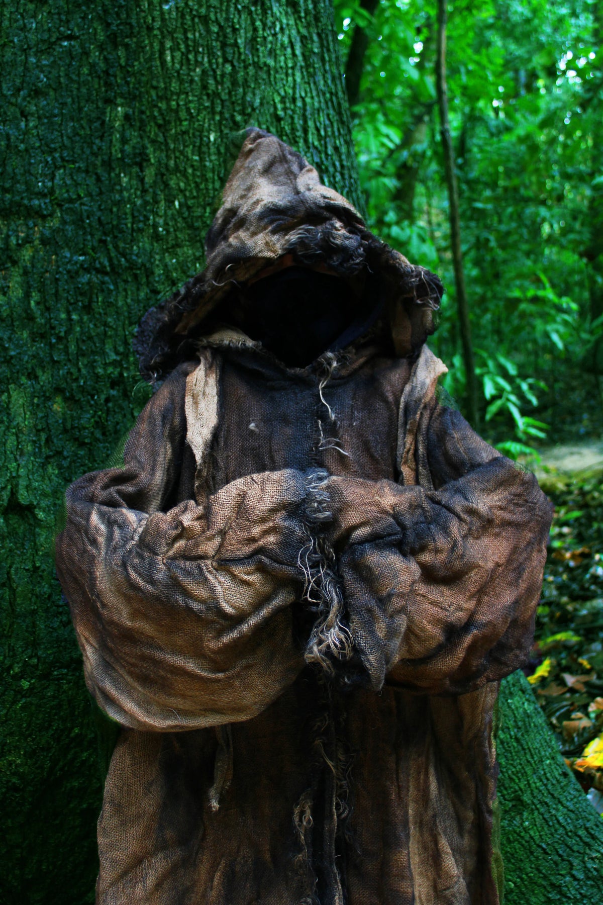 Distressed Burlap Cloak Aged Jute Robe