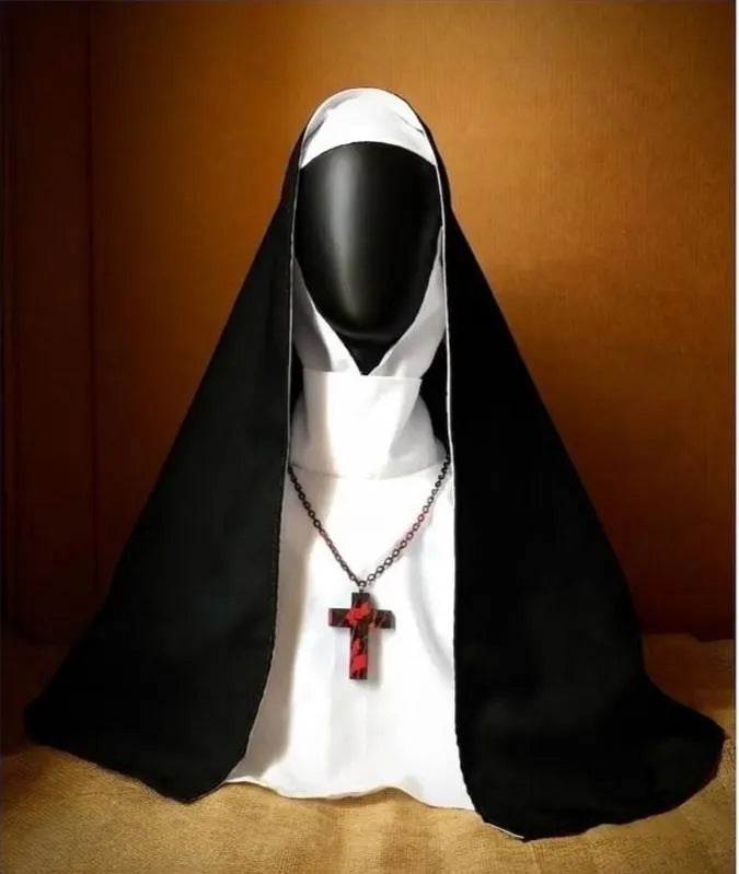 Valak Nonnenkostüm 3-teiliges Cosplay-Outfit mit Kruzifix