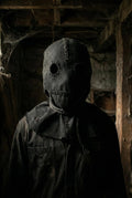 Sackleinen-Maske, körnige Textur, Horror-Kapuze, Used-Look-Jute
