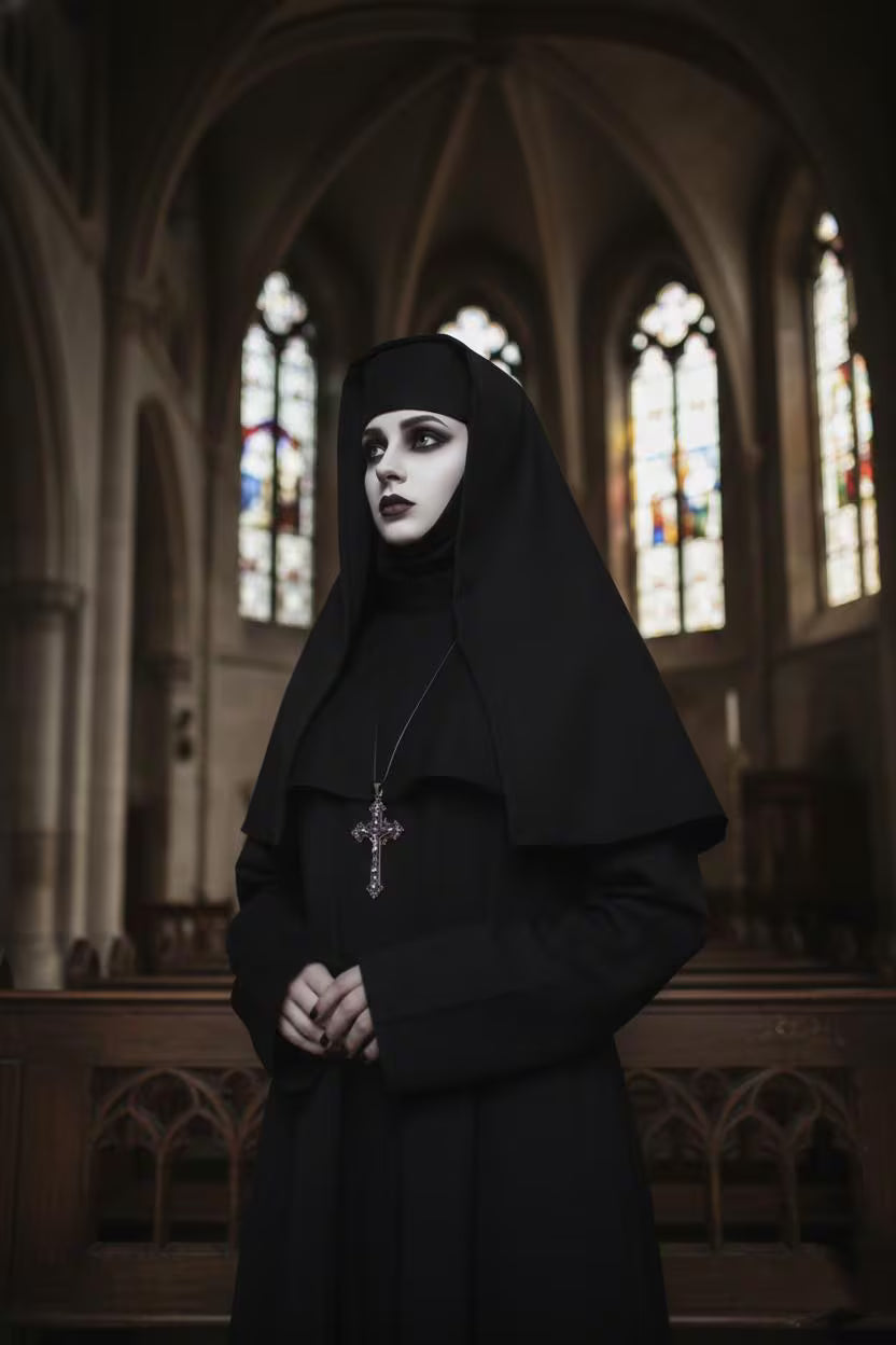 Coverage Black Veil & Wimple Set Full outfit not included Top only