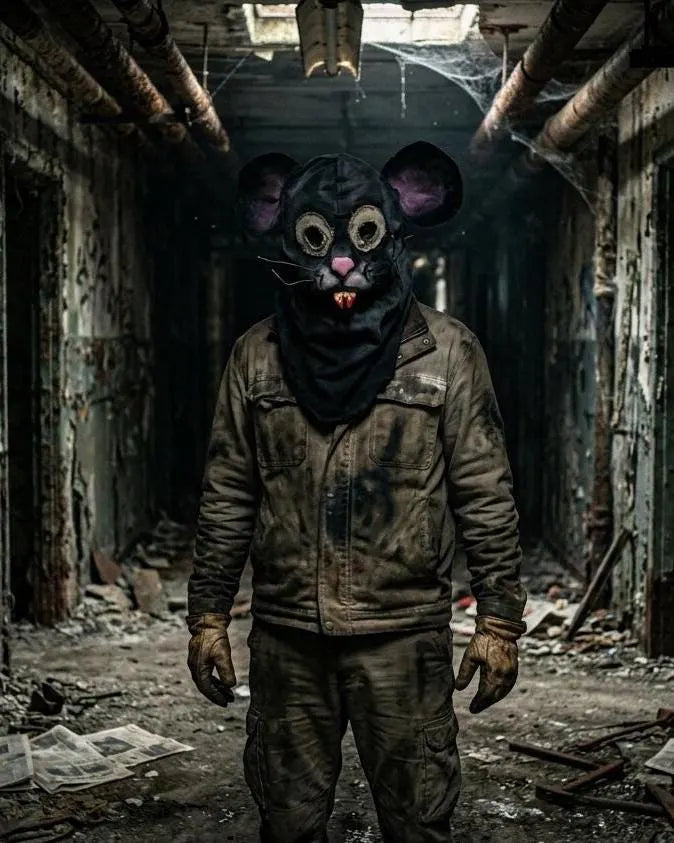 Handgefertigte Ratten-Horrormaske mit Fangzähnen